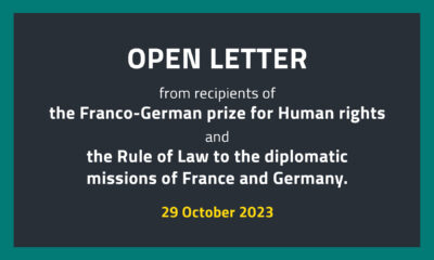 Open letter from recipients of the Franco-German prize for Human roghts and the Rule of Law to the diplomatic missions of France and Germany